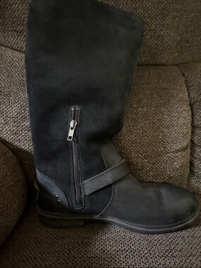 UGG Women’s  Black Suede Zip-Detail Tall Riding Boots. Never worn(not wide wdth)